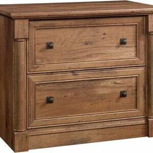 Sauder Palladia 2 Drawer File Cabinet, Lateral Filing Cabinets for Home Office, Hanging File Folders Organizer, Interlocking Drawers, in Vintage Oak Finish