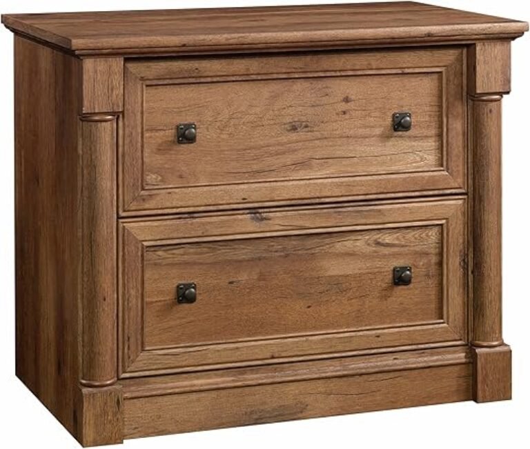 Sauder Palladia 2 Drawer File Cabinet, Lateral Filing Cabinets for Home Office, Hanging File Folders Organizer, Interlocking Drawers, in Vintage Oak Finish