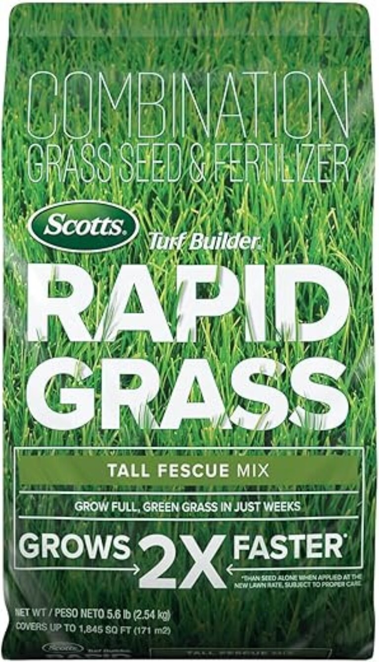 Scotts Turf Builder Rapid Grass Tall Fescue Mix, Combination Seed and Fertilizer, Grows Green Grass in Just Weeks, 5.6 lbs.