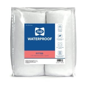 Sealy Baby 2-PACK Fitted Waterproof Infant Crib Mattress Protector Pad and Toddler Bed Cover, Durable and Comfortable Topper, Machine Washable and Dryer Friendly, 52” x 28”- White