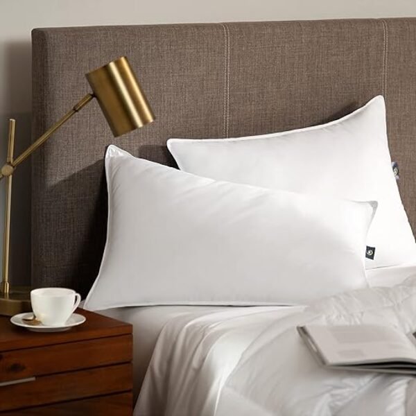 Serta Down Illusion Soft Hypoallergenic Soft/Medium Bed Pillows for Side, Stomach or Back Sleepers (2 Pack), King, White