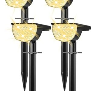 Solar Lights Outdoor Waterproof IP65, 76 LED 3 Lighting Modes Solar Spot Lights Outdoor Yard Garden Landscape Pathway (Warm White, 4 Pack)