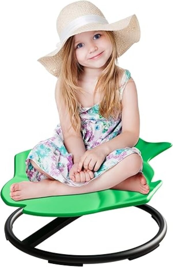 Spinning Chair for Autistic Kids, Autism Sensory Spinning Chair, Sit and Spin Training Body Coordination and Balance, Upgraded Dark Green Flying Fish Shape