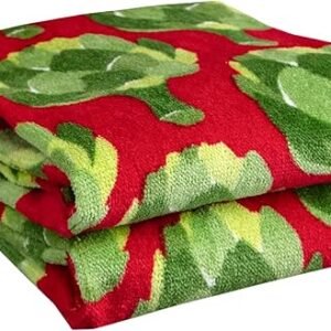 T-FAL Fiber Reactive Print Kitchen Towels: Highly Absorbent, Super Soft - 100% Cotton, 16"x28" Dish Towels for Cleaning & Drying Dishes, Pans, Glassware, or Countertops, 2-Pack, Artichokes