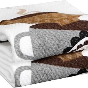 T-fal Textiles Double Sided Print Woven Cotton Kitchen Dish Towel Set, 2-pack, 16" x 26", Coffee Cups Print