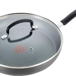 T-fal Ultimate Hard Anodized Nonstick Fry Pan With Lid 12 Inch, Oven Broiler Safe 400F, Lid Safe 350F, Cookware, Pots and Pans, Kitchen Frying Pans, Skillets, Home, Dishwasher Safe, Black