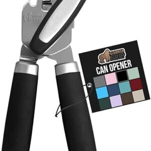 The Original GORILLA GRIP Heavy Duty Stainless Steel Smooth Edge Manual Can Opener and Bottle Openers, Soft Ergonomic Handle, Oversized Handheld Easy Turn Knob, Multifunctional Kitchen Tool, Black