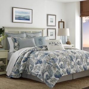 Tommy Bahama - King Duvet Cover Set, Cotton Bedding with Matching Shams & Button Closure, Super Soft Bedding Set (Raw Coast Blue, King)