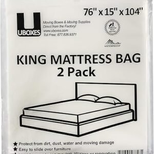 Uboxes King Mattress Poly Covers, 76 x 15 x 104 inch, 2 Pack