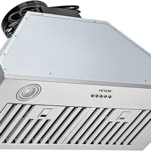 VEVOR Insert Range Hood, 800CFM 3-Speed, 30 Inch Stainless Steel Built-in Kitchen Vent with Push Button Control LED Lights Baffle Filters, Ducted/Ductless Convertible, ETL Listed…
