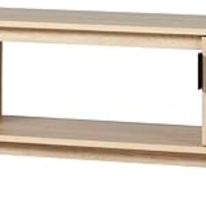 Walker Edison Walton Modern Fluted-Door Low TV Stand for TVs up to 80 Inches, 70 Inch, Coastal Oak