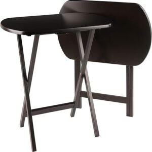 Winsome Cade Set of 2 Foldable Snack Tables, Oversized, for Living Room, 25", No Assembly, Coffee