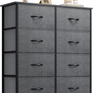 YITAHOME Dresser for Bedroom, Tall Dresser with 8 Drawers, Storage Tower with Fabric Bins, Chest of Drawers for Closet & Living Room