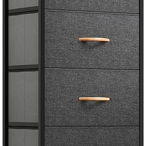 YITAHOME Dresser with 4 Drawers - Fabric Storage Tower, Organizer Unit for Bedroom, Living Room, Hallway, Closets - Sturdy Steel Frame, Wooden Top & Easy Pull Fabric Bins