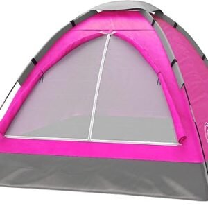 2 Person Camping Tent with Rain Fly and Carrying Bag - Lightweight Outdoor Tent for Backpacking, Hiking, or Beach Use by Wakeman Outdoors (Pink)