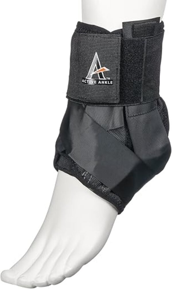 Active Ankle AS1 Pro Lace Up Ankle Brace, Ankle Support with Laces for Men & Women, Protection & Sprain Support for Volleyball, Rugby, Basketball, Low Profile, Black, XX-Large