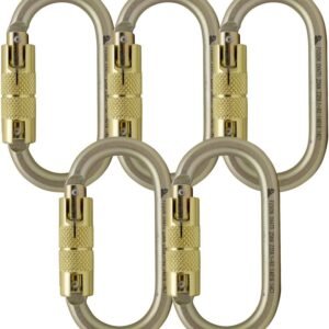 Auto Locking Carabiner 25KN (5-Pack)- Fusion Climb® Ovatti- Professional Rock Climbing Carabiner- Heavy Duty Steel- Auto Locking Carabiner for Climbing, Rappelling, D Shaped- UIAA ANSI Compliant