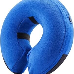 BENCMATE Protective Inflatable Collar for Dogs and Cats - Soft Pet Recovery Collar Does Not Block Vision (Large, Blue)