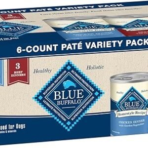 Blue Buffalo Homestyle Recipe Adult Wet Dog Food, Made with Natural Ingredients, Chicken and Beef Dinner Variety Pack, 12.5-oz Cans (6 Count, 3 of each)