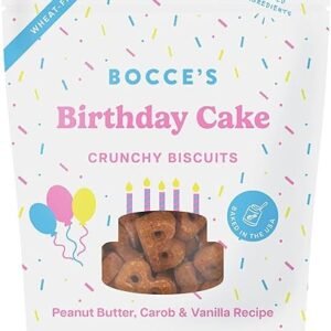 Bocce's Bakery Birthday Cake Treats for Dogs - Special Edition Wheat-Free Dog Treats, Made with Real Ingredients, Baked in The USA, All-Natural Peanut Butter Vanilla Biscuits, 5 oz