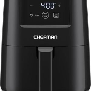 CHEFMAN 2 Qt Mini Air Fryer – Digital Space-Saving Compact Air Fryer with Nonstick and Dishwasher Safe Basket, Quick & Easy Meals in Minutes, Features Digital Timer and Shake Reminder – Black