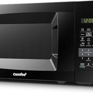 COMFEE EM720CPL-PMB Countertop Microwave Oven with Sound On/Off, ECO Mode and Easy One-Touch Buttons, 0.7 Cu Ft, Black