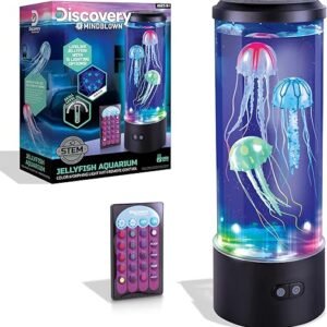 Discovery #Mindblown Jellyfish Aquarium Color-Morphing Lamp with 15 Light Options and Remote Control, Educational Biology Themed Bedroom Light for Kids & Adults Ages 8 and Up