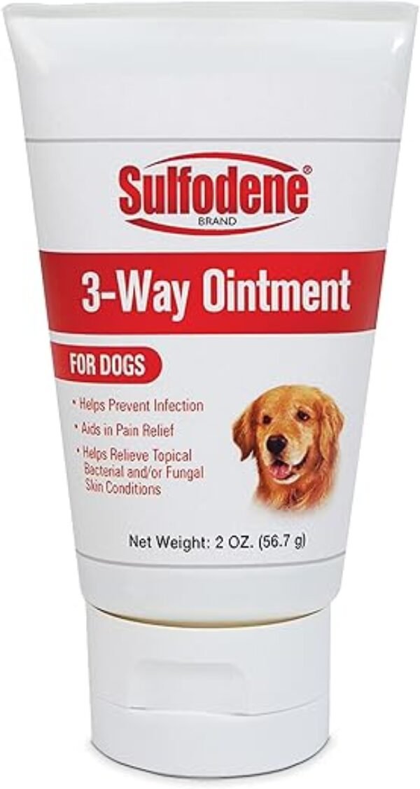 Dog Wound Care 3-Way Ointment, Relieves Pain & Prevents Infection For Dog Cuts, Scrapes, Bites and Injuries, 2 Ounce