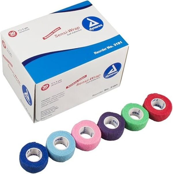 Dynarex 3181 Sensi Wrap, Self Adherent, 1" x 5 yard, Rainbow, Pack of 150