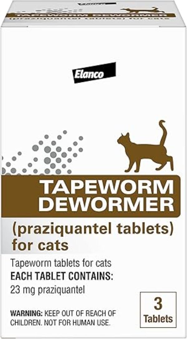 Elanco Tapeworm Dewormer (praziquantel tablets) for Cats and Kittens 6 Weeks and Older, 3-count