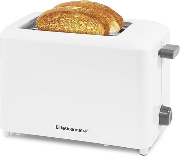 Elite Gourmet ECT-1027 Cool Touch Toaster, 7 Toast Settings Cancel Functions, Slide Out Crumb Tray, Extra Wide 1.5" Slots for Bagels Waffles Specialty Breads, Puff Pastry, Snacks, White
