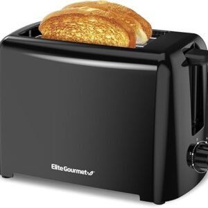 Elite Gourmet ECT1027B Cool Touch Toaster with 6 Temperature Settings & Extra Wide 1.25" Slots for Bagels, Waffles, Specialty Breads, Puff Pastry, Snacks, ETL Certified, 2 Slices, Black