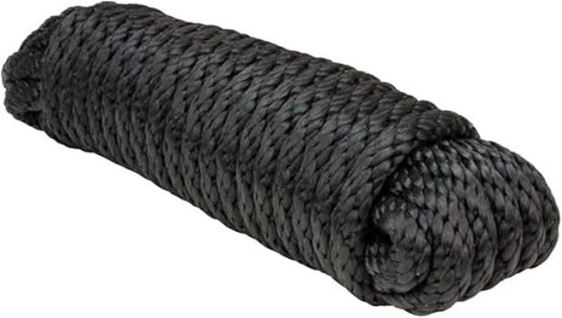 Extreme Max 3008.0016 Solid Braid MFP Utility Rope - 3/8" x 25', Black