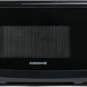 Farberware Countertop Microwave 700 Watts, 0.7 Cu. Ft. - Microwave Oven With LED Lighting and Child Lock - Perfect for Apartments and Dorms - Easy Clean Grey Interior, Retro Black