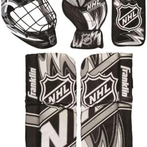 Franklin Sports NHL Youth Knee Hockey Goalie Pads + Helmet Set - Kids Knee + Mini Hockey Goalie Gear + Equipment - (2) Leg Pads, Catch Glove, Blocker + Mask Included