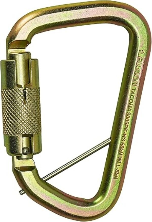 Fusion Climb Tacoma Steel High Strength Auto Lock Modified D-Shaped Steel Carabiner, Steel Clip