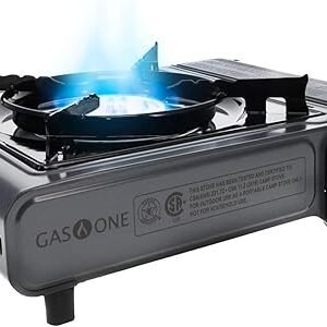 Gas One Portable Butane Camping Stove with Case: Automatic Ignition, Precise Heat Control - Camping & Tailgating and Outdoor Cooking