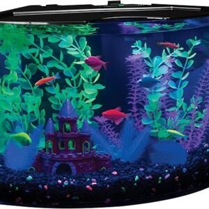 GloFish Crescent Aquarium Kit 5 Gallons, Includes Hidden Blue LED Light And Internal Filter