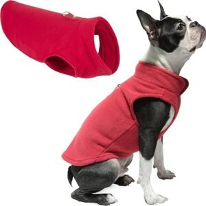 Gooby - Fleece Vest, Small Dog Pullover Fleece Jacket with Leash Ring, Red, Medium