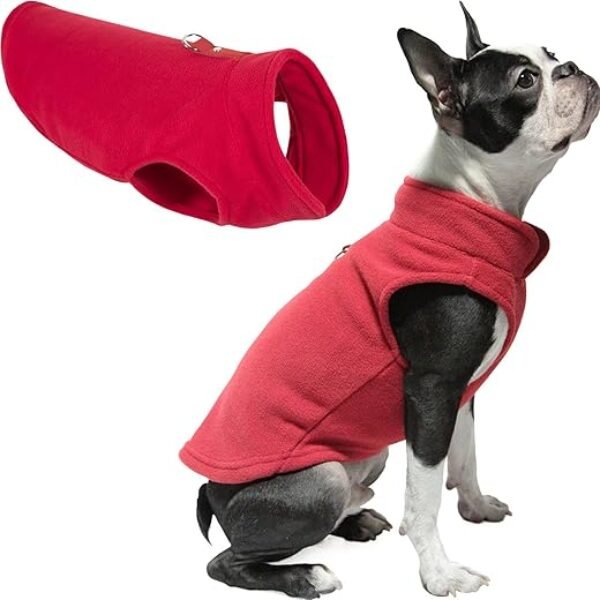 Gooby - Fleece Vest, Small Dog Pullover Fleece Jacket with Leash Ring, Red, Medium
