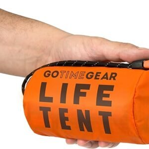 Go Time Gear Survival Life Tent • 2 Person Mylar Emergency Shelter Tube Tent + Paracord • All-Weather Protection for Camping, Hiking, & Survival Kits • Includes Emergency Whistle