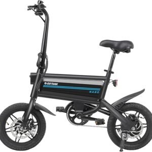 Gotrax Nano 14" Electric Bike, Max Range 25Miles(Pedal-Assist)&Max Speed 15.5Mph, 350W Folding E-Bike with Removable Battery, Adjustable Seat & Dual Mudguards, Commuter Electric Bicycle for Ages 13+