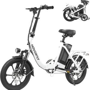 HOVERFLY H3 16" Electric Bike, Max 28Miles Range(Pedal-Assist) Folding E-Bike with Removable Battery, Front Suspension and Commuter Electric Bicycle Adults