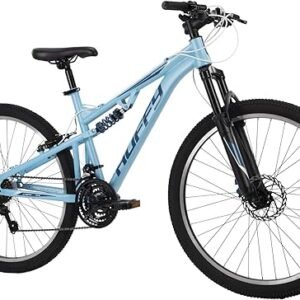 Huffy Marker 24"/26” Full Suspension Mountain Bike, 21-Speeds, Responsive Twist Shifting, Shimano Derailleur, Comfort Saddle, Adjustable Seat, Knobby Tires, Multiple Colors, Men/Women