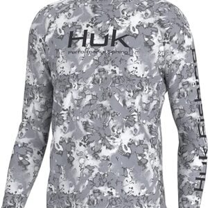 HUK Men's Pursuit Crew Long Sleeve, Sun Protecting Fishing Shirt