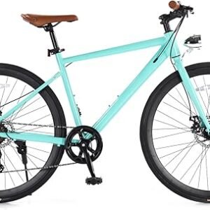 Hybrid Bike, 28" Mountain Bicycle for Adult, 700C Road Bike, Commuter Bike 7 Speeds with Front and Rear Brakes, Gravel Bike with Lights Lightweight Aluminum Alloy Frame