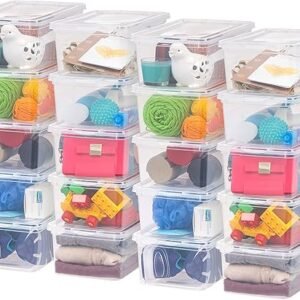 IRIS USA 20-Pack Storage Bins with Lids, 6 Quart, Shoe Boxes Clear Stackable Containers Organize Shoes Closet Shelves, Classroom Organization Teacher Tools, Game Storage - BPA-Free Plastic