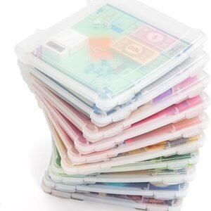 IRIS USA Board Game Storage Craft Organizer Box with Snap-Tight Latch Lid, 10-Pack Portable Plastic Case Bin for Puzzles, Magazines, Hobbies, Art Supplies, Fits 8.5" x 11" & A4 Papers, Slim, Clear