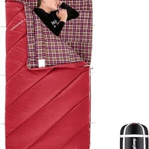 KingCamp Sleeping Bag for Adults, Cold Weather & Warm Extra Wide Big & Tall XL Portable Waterproof Flannel Sleeping Bags, Essentials Gear Accessories for Camping Backpacking Hiking Indoor & Outdoor