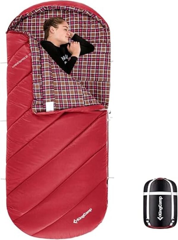 KingCamp Sleeping Bag for Adults, Cold Weather & Warm Extra Wide Big & Tall XL Portable Waterproof Flannel Sleeping Bags, Essentials Gear Accessories for Camping Backpacking Hiking Indoor & Outdoor